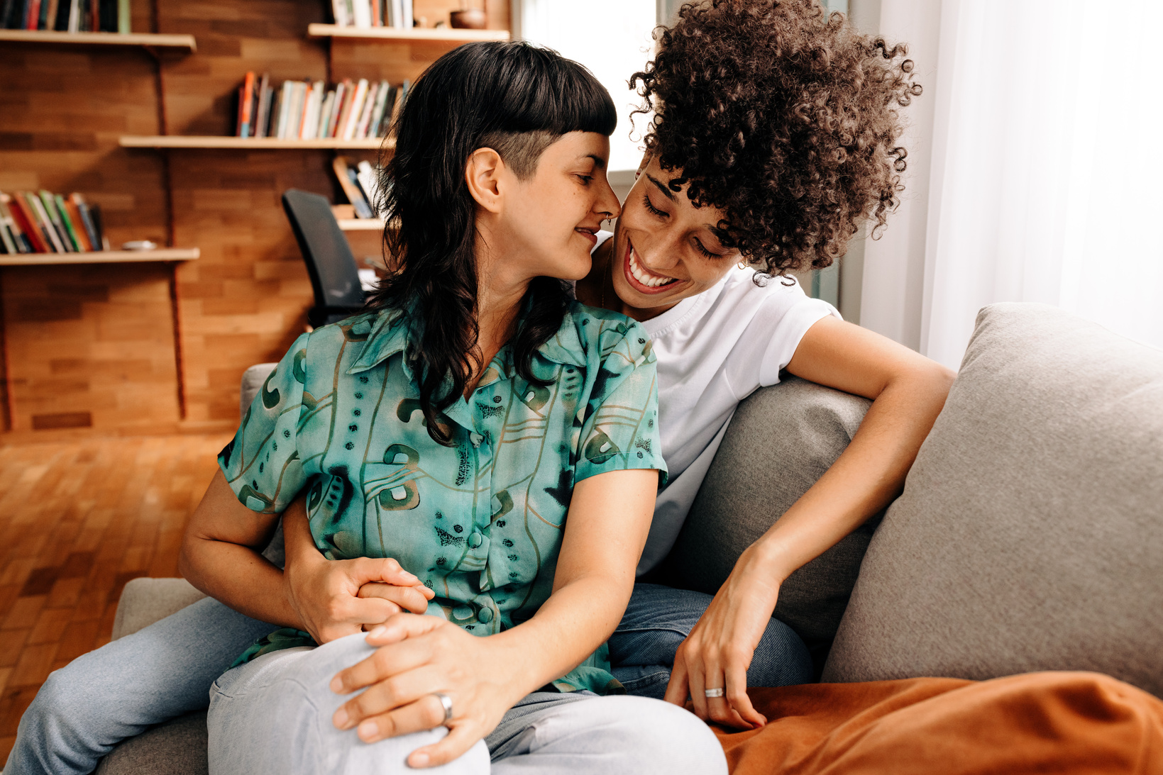 Queer couple bonding at home